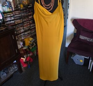 Eloquii Golden Yellow Satin Slip Dress